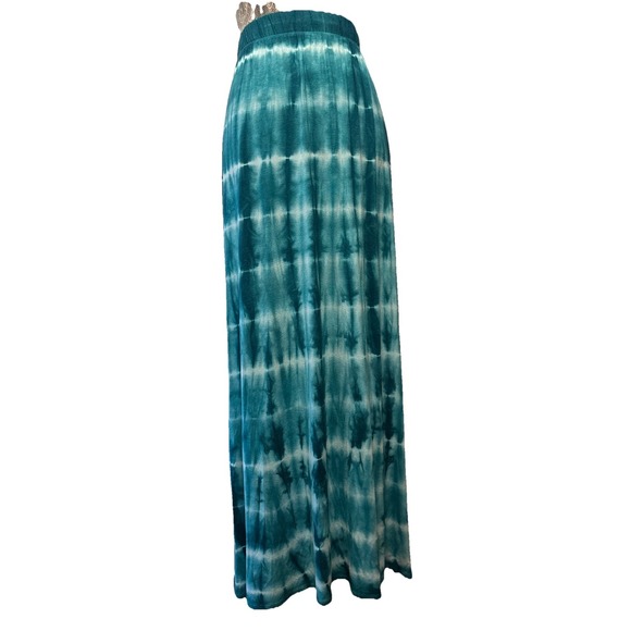 Loveappella Green Tie Dye Maxi Skirt Womens Pull-on Elastic Waist Size Medium - Picture 1 of 7